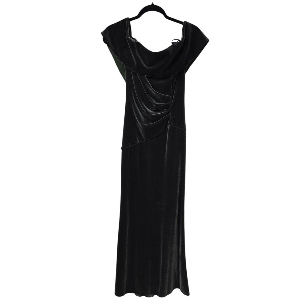 XSCAPE Off The Shoulder Velvet Green Formal Evening Dress Womens Size 6 NWT